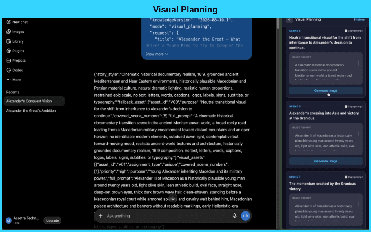 ChatGPT Studio framed visual-planning workflow